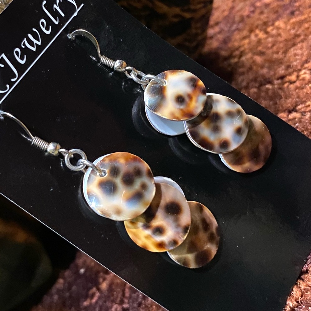 Cowrie Tiger Chandelier Earrings